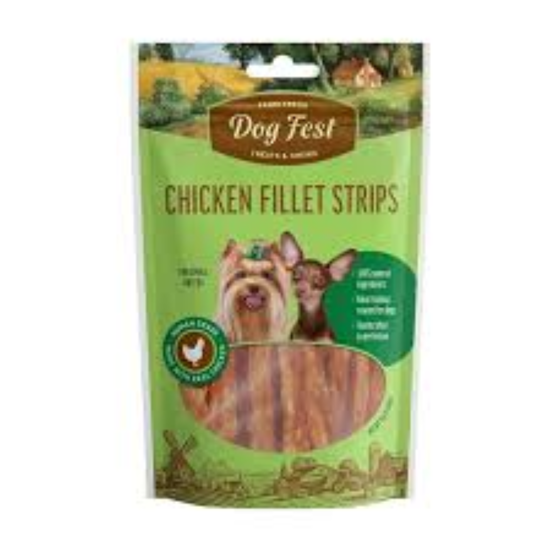 DOG FEST CHICKEN FILLET STRIPS 55G
